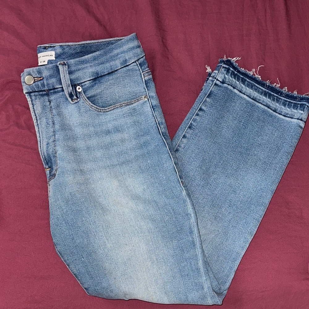 Good American Light Blue Cropped Jeans